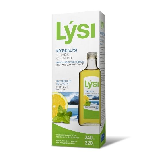 Ulei din ficat de cod cu aroma de lamaie si menta, 240 ml, Lysi