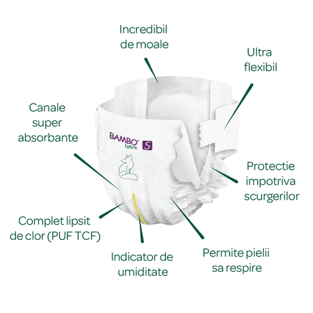 Scutece Ecolabel, Nr. 5, 12-18 kg, 22 bucati, Bambo Nature 496681
