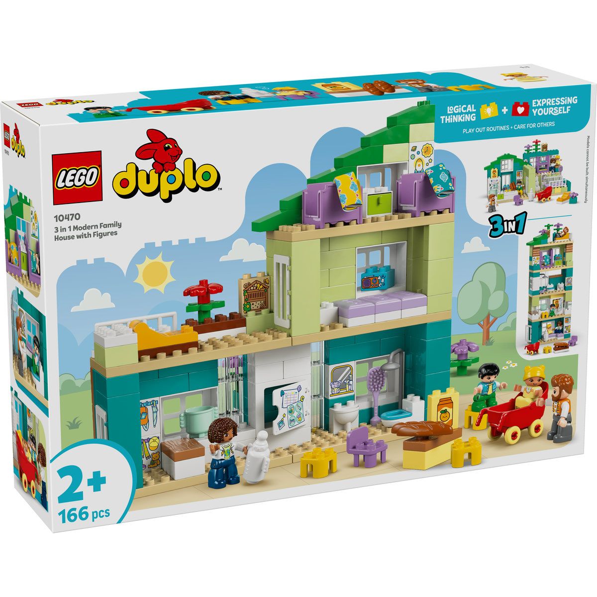 Casa moderna de familie 3 in 1, cu figurine, 2 ani+, 10470, Lego Duplo