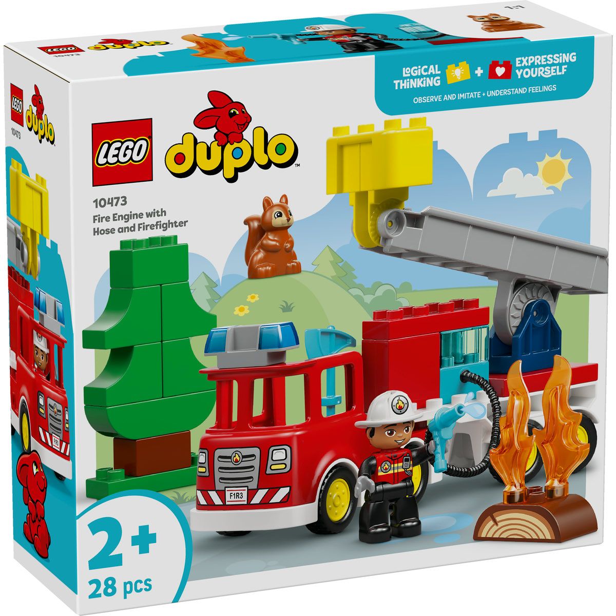 Camion de pompieri cu furtun si pompier, 2 ani+, 10473, Lego Duplo