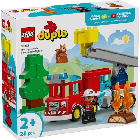 Camion de pompieri cu furtun si pompier, 2 ani+, 10473, Lego Duplo