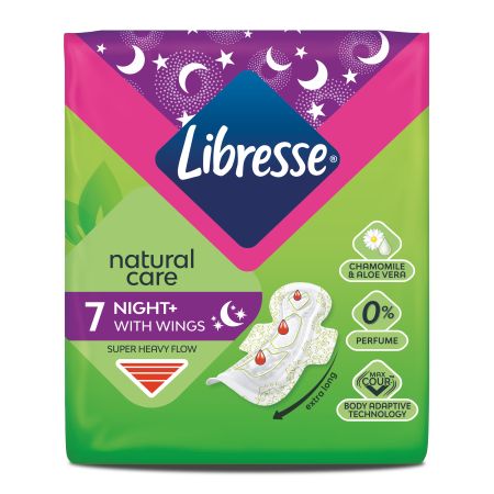 Absorbante de noapte Natural Care Maxi Night, 7 bucati, Libresse