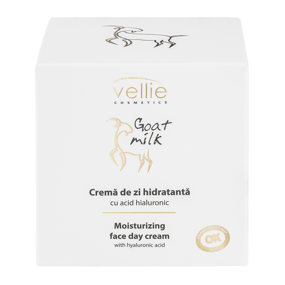 Crema hidratanta de zi cu acid hialuronic Goat Milk, 50 ml, Vellie