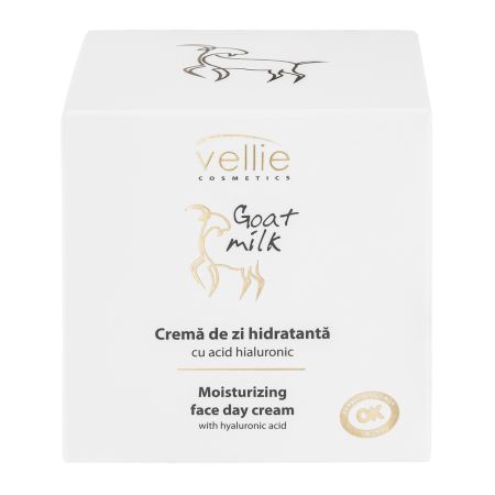 Crema hidratanta de zi cu acid hialuronic Goat Milk, 50 ml, Vellie