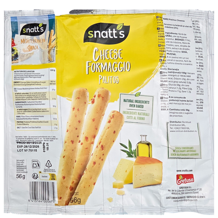 Grisine cu branza si ulei de masline, 56 g, Snatt's 752330