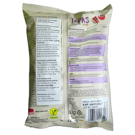 Tapas Snacks cu aroma de sunca si rosii, 80 g, Snatt's 752367