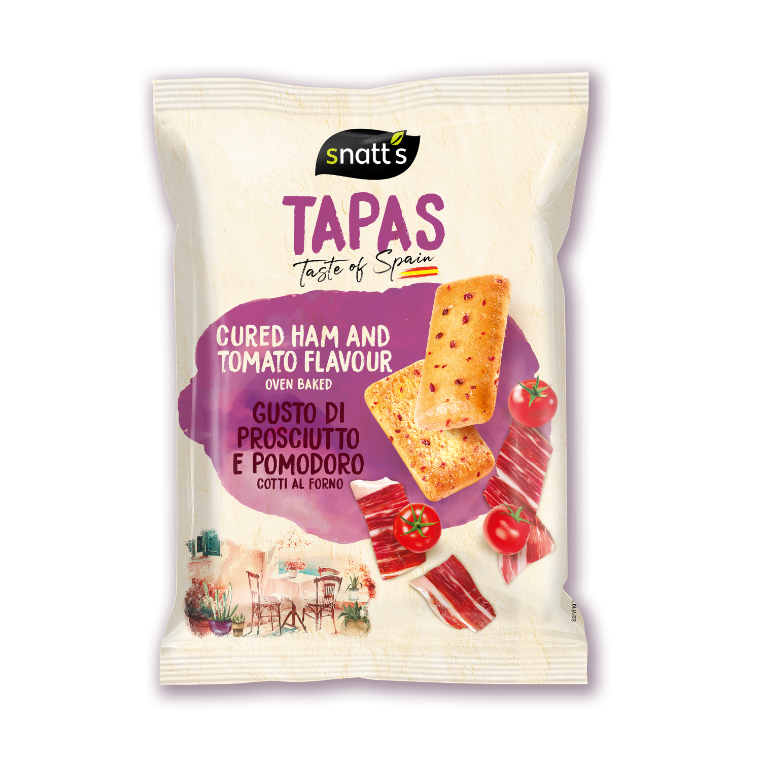 Tapas Snacks cu aroma de sunca si rosii, 80 g, Snatt's