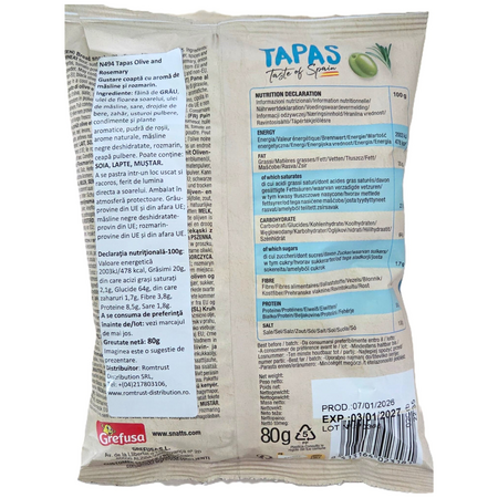 Tapas Snacks cu masline si rozmarin, 80 g, Snatt's 752406