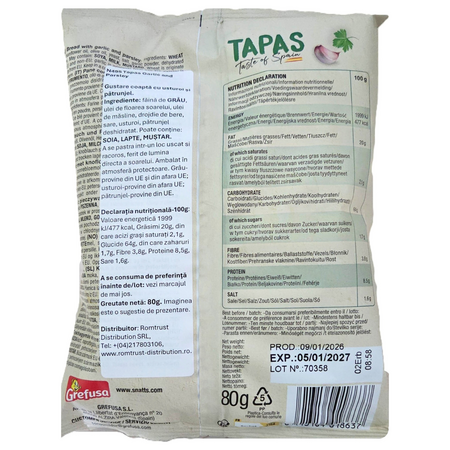 Tapas Snacks cu usturoi si patrunjel, 80 g, Snatt's 752439