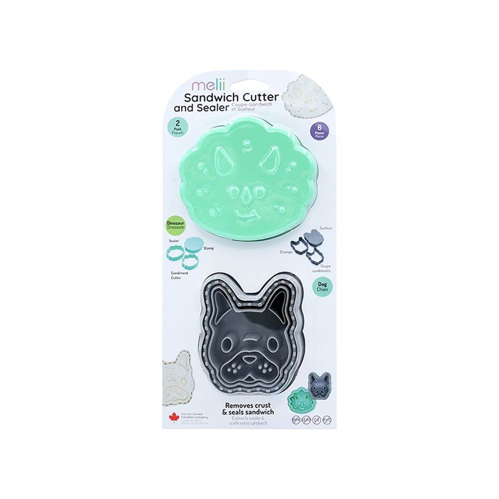 Forme 3 in 1 cu animale pentru sandwich, Dinozaur si Bulldog, Melii