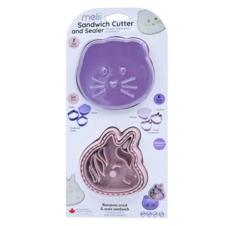Forme 3 in 1 cu animale pentru sandwich, Unicorn si Pisica, Melii