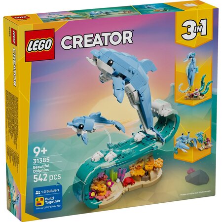 Animale marine, Delfini superbi, 9 ani+, 31385, 542 piese, Lego Creator 3in1 752571