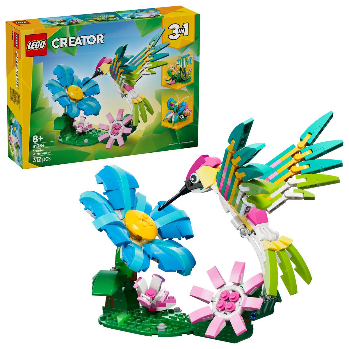 Animale salbatice, Colibri colorat, 8 ani+, 31384, 312 piese, Lego Creator 3in1