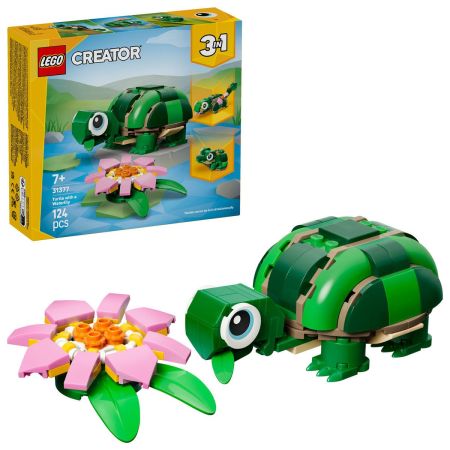 Broasca-testoasa cu o floare de nufar, 7 ani+, 31377, 124 piese, Lego Creator 3in1