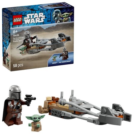 Motocicleta rapida a lui Mandalorian si Grogu, 6 ani+, Lego Star Wars 752720