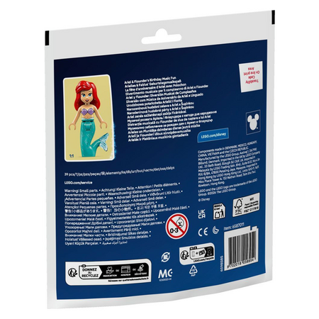 Distractie muzicala cu Flounder de ziua de nastere a lui Ariel, 5 ani+, 30720, 39 piese, Lego Disney 752980