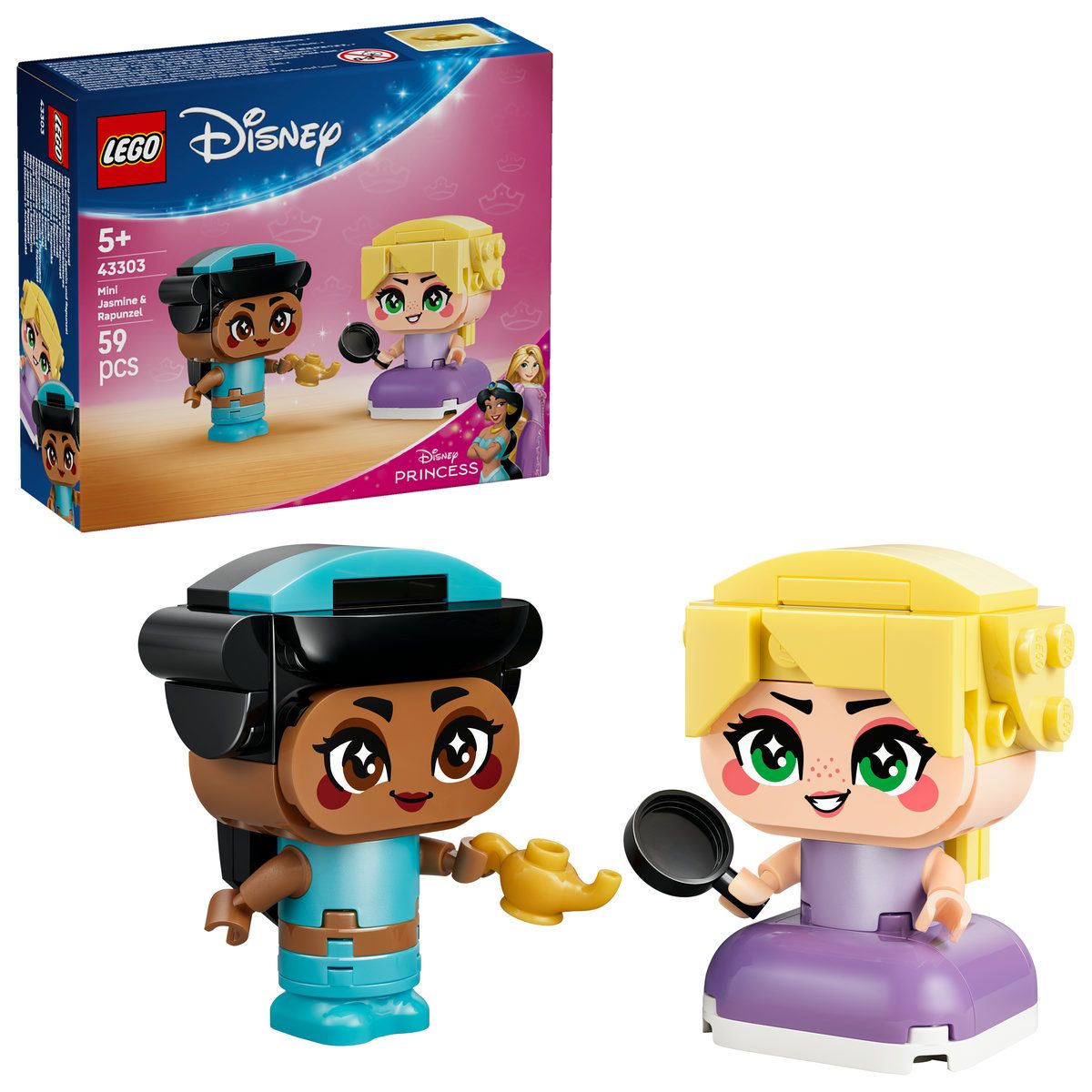 Miniprintesele Jasmine si Rapunzel, 5 ani+, 43303, 59 piese, Lego Disney