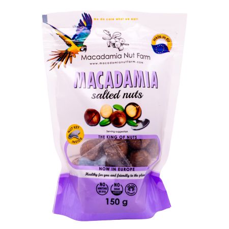 Nuci de macadamia in coaja cu sare, 150 g, Macadamia Nut Farm
