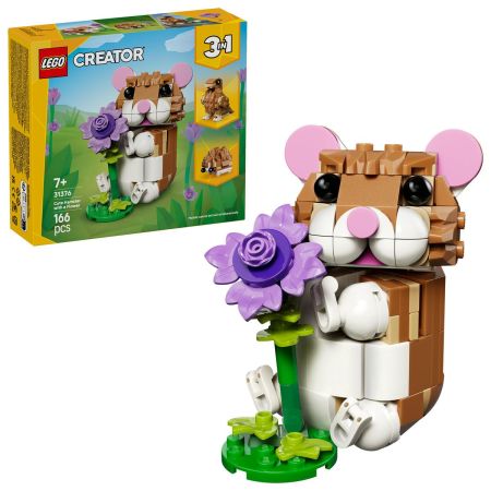 Hamster adorabil cu o floare, 7 ani+, 31376, 166 piese, Lego Creator 3in1