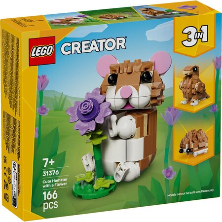 Hamster adorabil cu o floare, 7 ani+, 31376, 166 piese, Lego Creator 3in1 753409