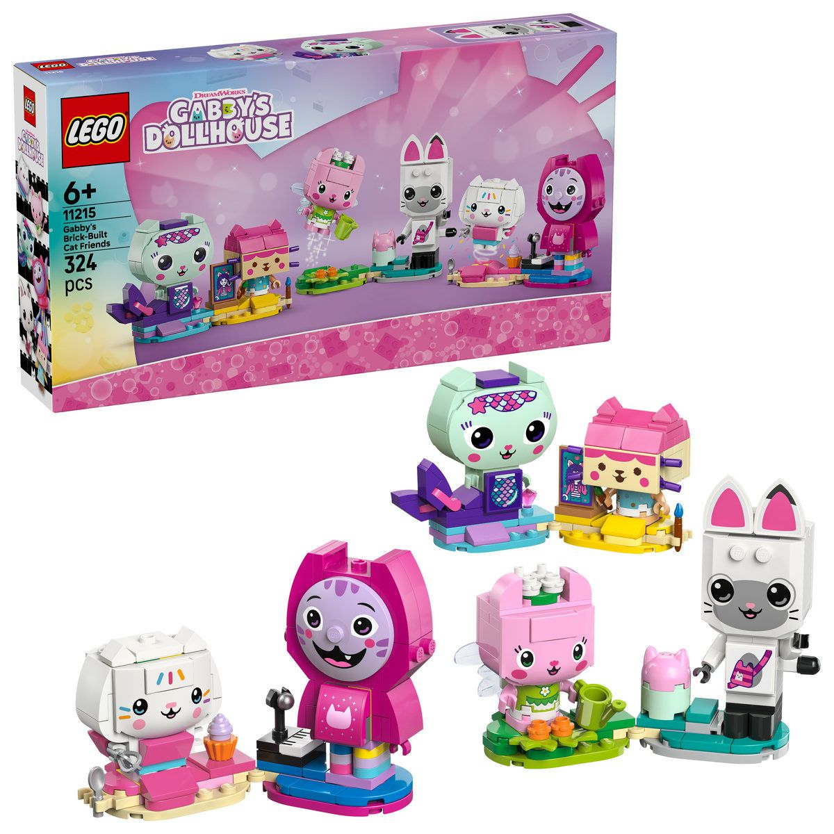 Prietenele pisicute din caramizi ale lui Gabby, 6 ani+, 11215, 324 piese, Lego Gabby`s Dollhouse