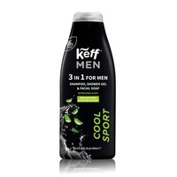 Gel de dus, sampon si curatare fata 3 in 1 Cool Sport, 500 ml, Keff Men