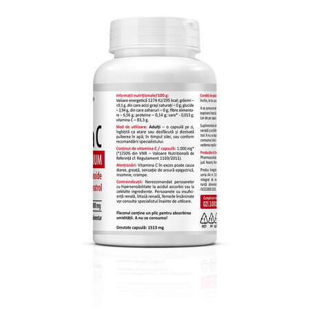 Vitamina C Premium cu rodie, 1000 mg, 60 capsule, Zenyth 771578