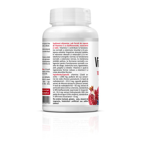 Vitamina C Premium cu rodie, 1000 mg, 60 capsule, Zenyth 771579