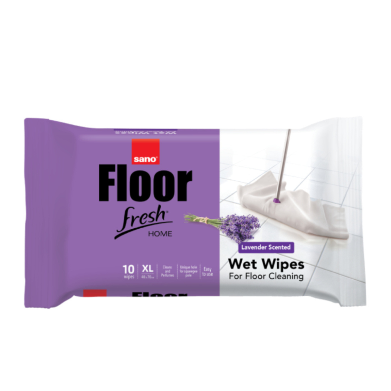 Lavete umede XL pentru pardoseli Floor Fresh, Lavander, 10 bucati, Sano