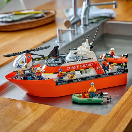 Barca de salvare si elicopter ale Pazei de Coasta, 7 ani+, 60504, Lego City 754141