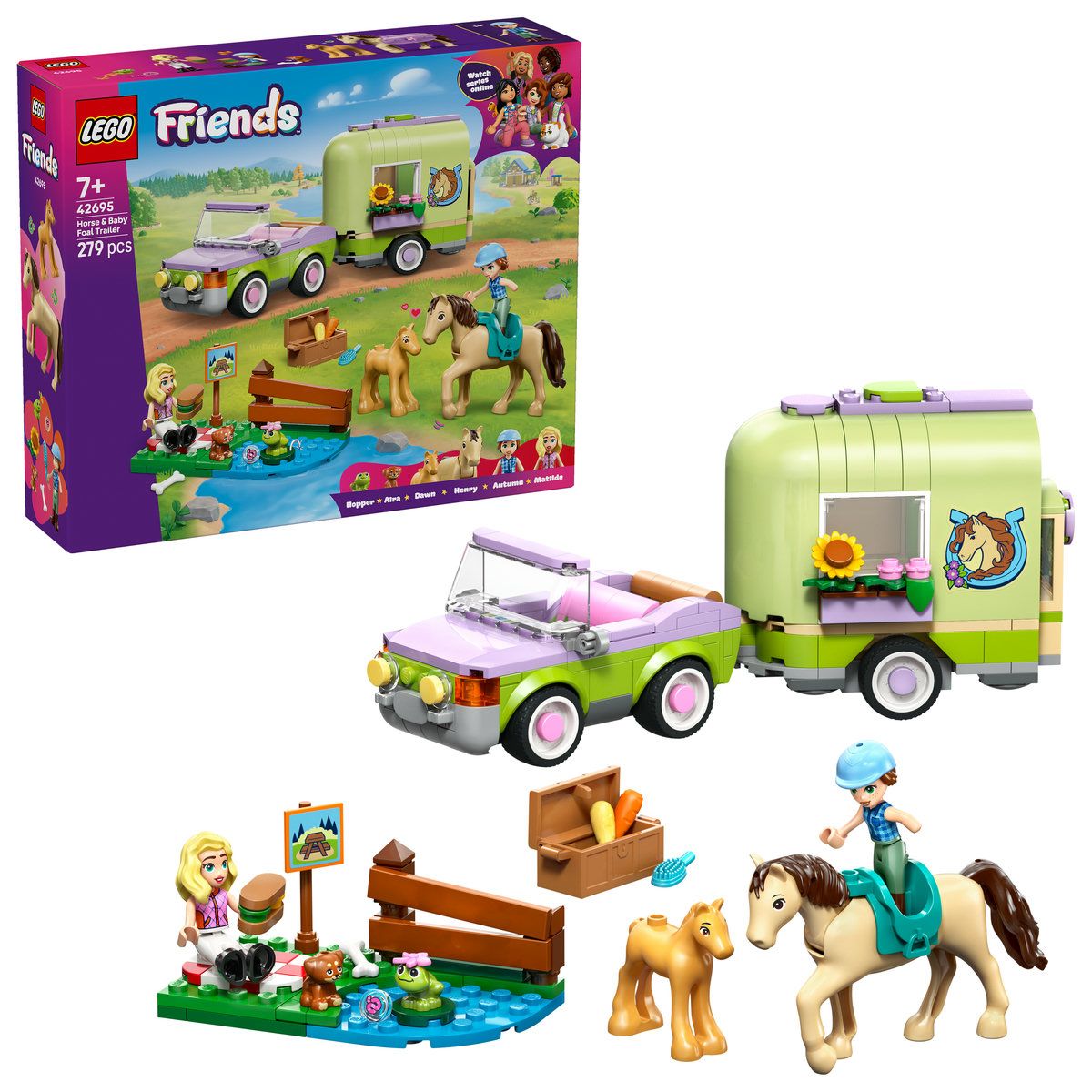 Remorca pentru cal si manz, 7 ani+, 42695, 279 piese, Lego Friends