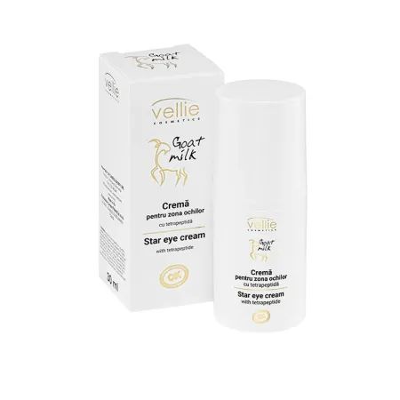 Crema pentru zona ochilor cu Tetrapeptida Goat Milk, 30 ml, Vellie