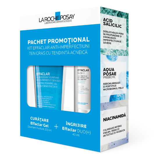 Pachet Effaclar Gel Spumant, 200ml + Crema Corectoare Duo(+), 40ml, La Roche Posay