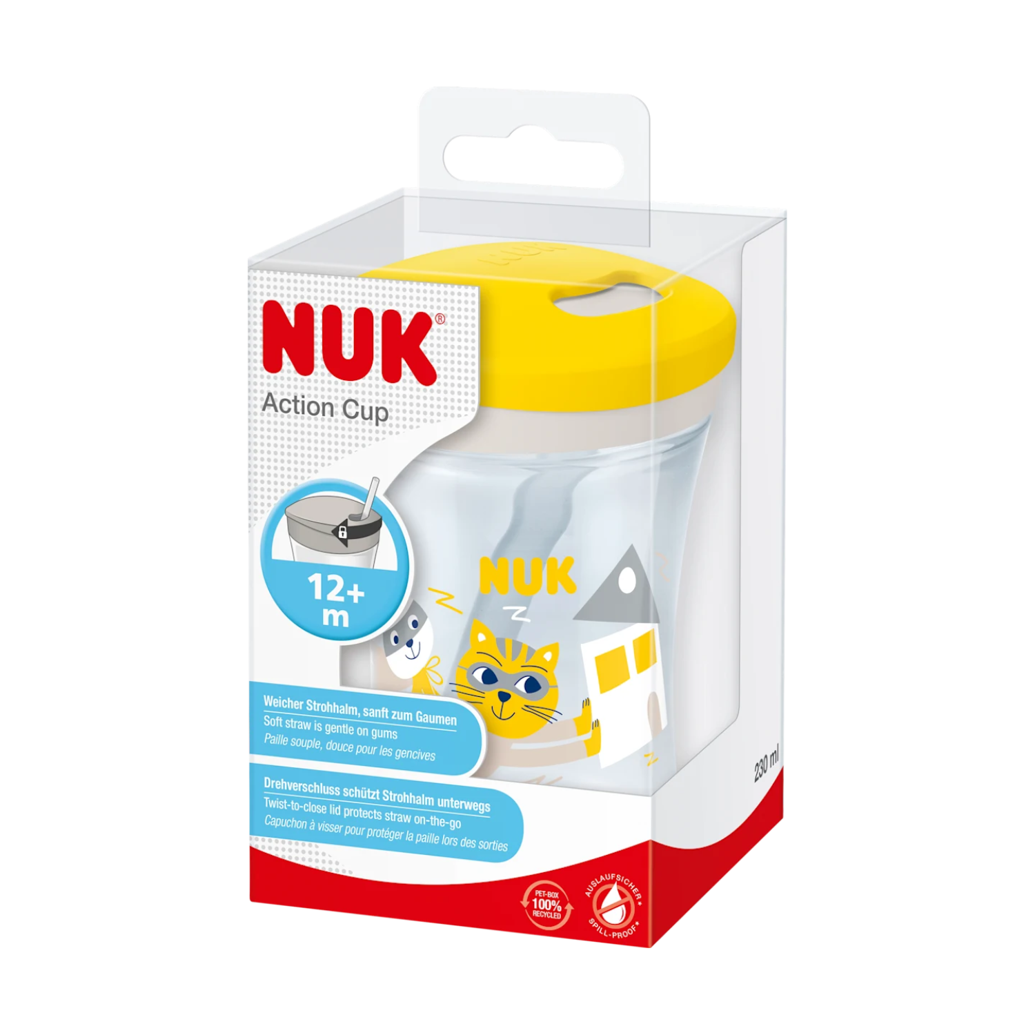 Cana cu pai Action Evolution, Galben, 12 luni+, 230 ml, Nuk