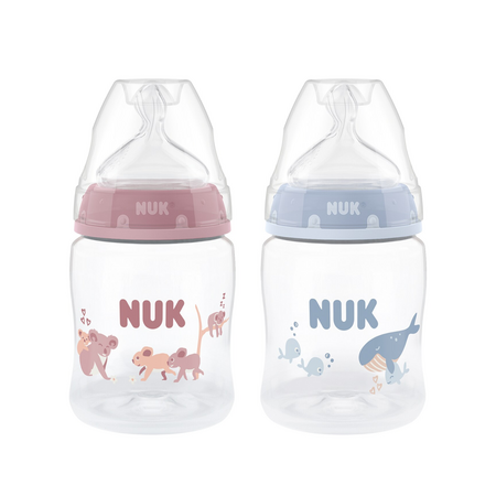 Biberon cu termocontrol si tetina din silicon flux S First Choice, 0 luni+, 150 ml, Nuk 754998