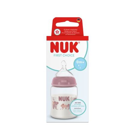 Biberon cu termocontrol si tetina din silicon flux S First Choice, 0 luni+, 150 ml, Nuk