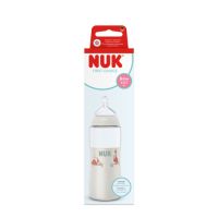 Biberon cu termocontrol si tetina din silicon flux XL First Choice, 6 luni+, 360 ml, Nuk