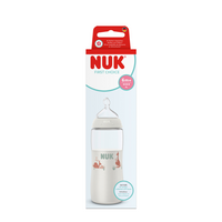 Biberon cu termocontrol si tetina din silicon flux XL First Choice, 6 luni+, 360 ml, Nuk
