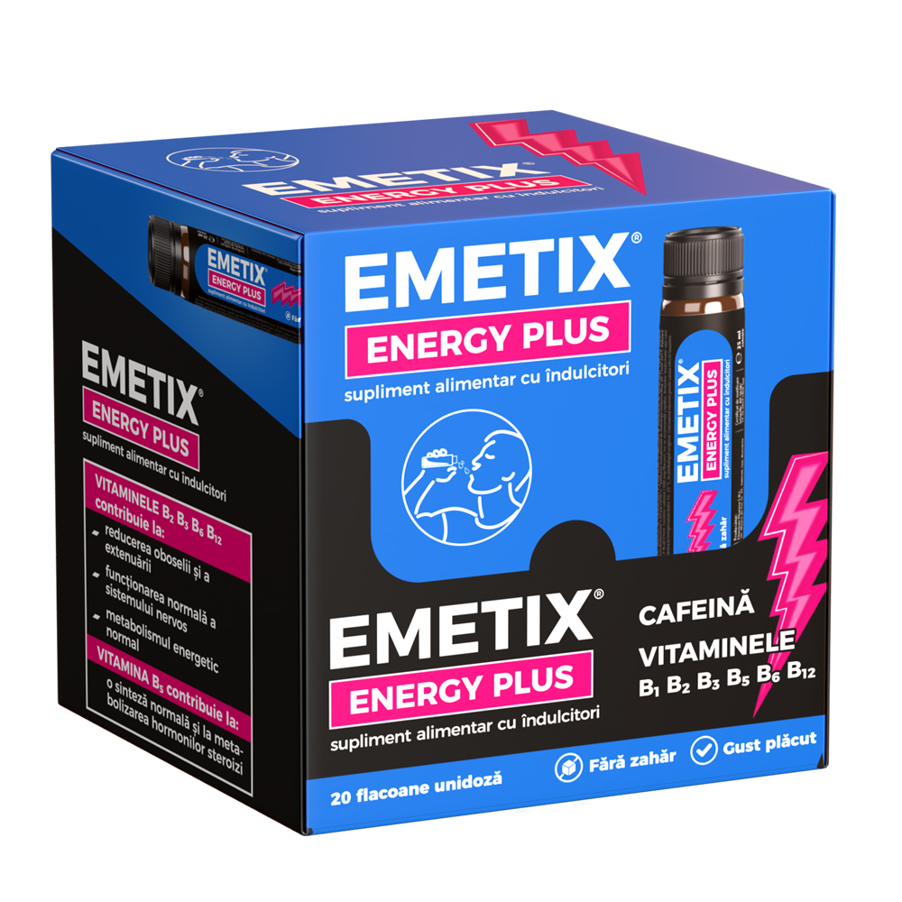 Emetix Energy Plus, 20 flacoane unidoza x 25 ml, Fiterman Pharma