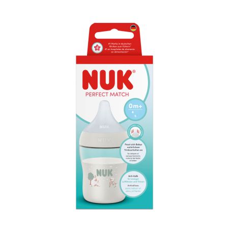 Biberon cu tetina din silicon flux S Perfect Match, diverse culori, 0 luni+, 150 ml, Nuk