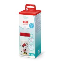 Biberon cu tetina din silicon flux M Perfect Match, Minnie, 3 luni+, 260 ml, Nuk