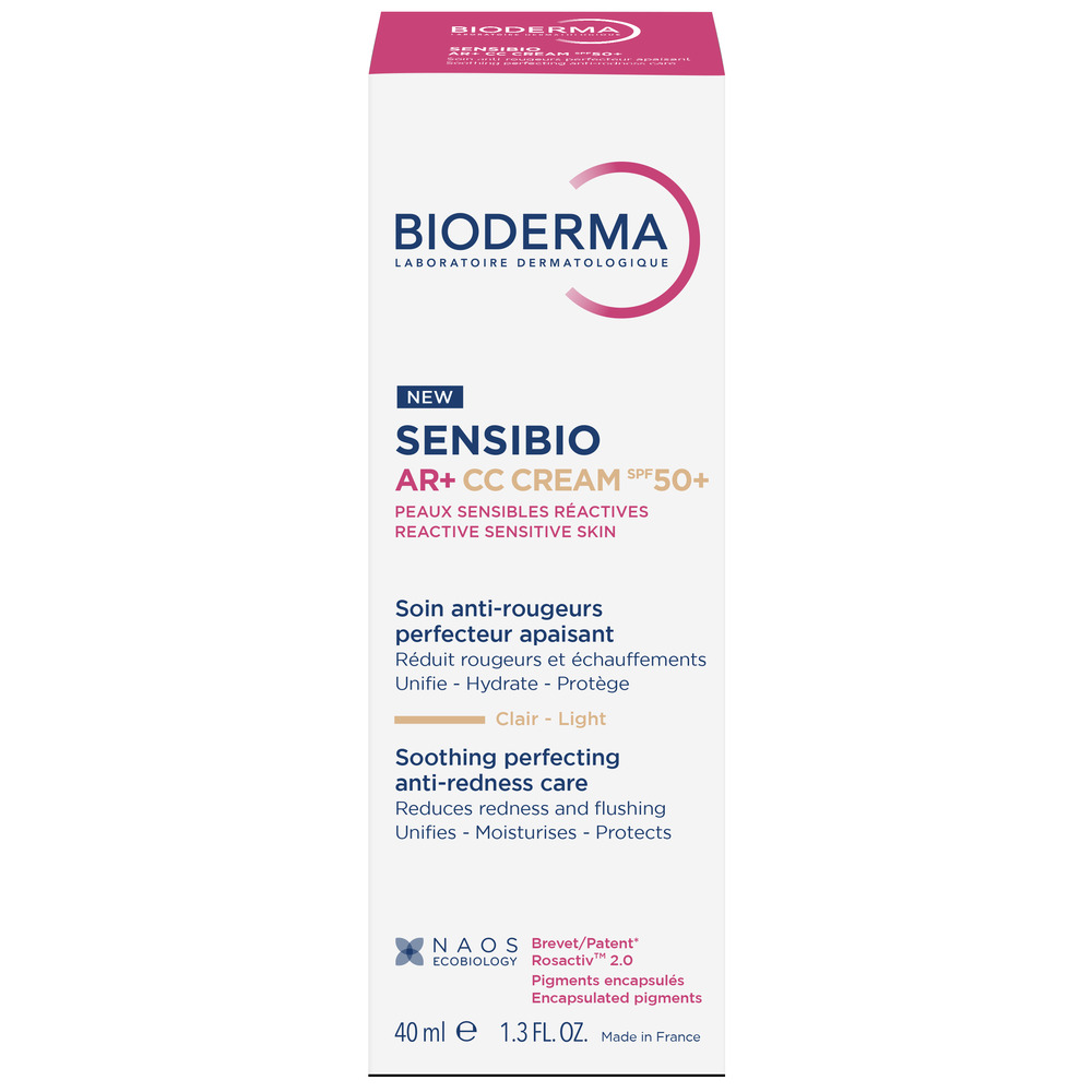 Crema CC pentru piele sensibila Sensibio AR+ CC Cream SPF50+, 40 ml, Bioderma