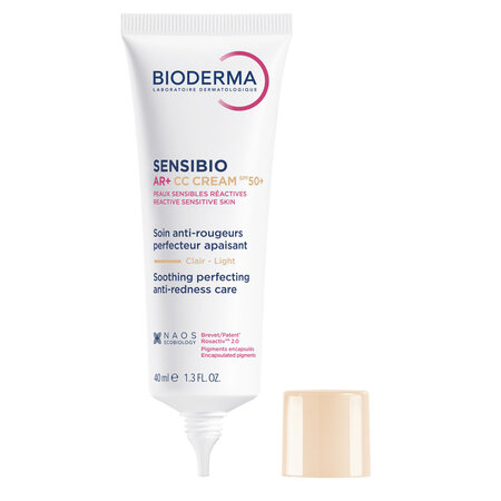 Crema CC pentru piele sensibila Sensibio AR+ CC Cream SPF50+, 40 ml, Bioderma 755142