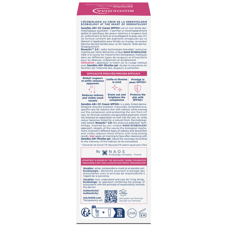 Crema CC pentru piele sensibila Sensibio AR+ CC Cream SPF50+, 40 ml, Bioderma 755130