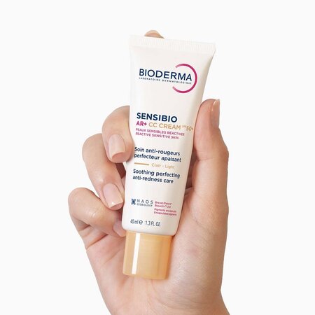 Crema CC pentru piele sensibila Sensibio AR+ CC Cream SPF50+, 40 ml, Bioderma 755134