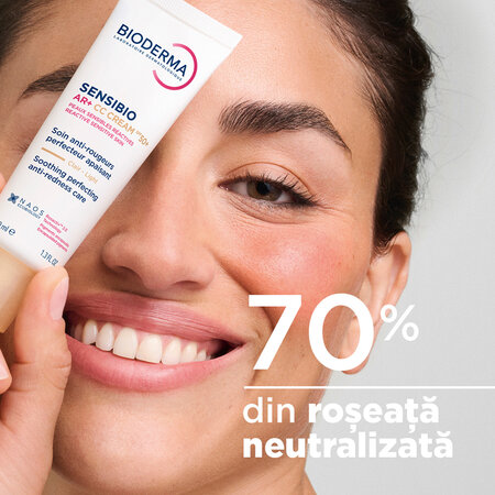 Crema CC pentru piele sensibila Sensibio AR+ CC Cream SPF50+, 40 ml, Bioderma 755140