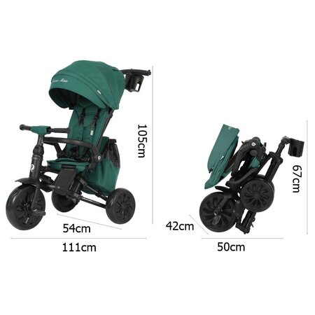 Tricicleta ultrapliabila Nova Max, Verde, 10 luni-6 ani, Qplay 755242