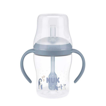 Cana de tranzitie cu toarte si pai Perfect Match, Albastru, 8 luni+, 150 ml, Nuk 755256