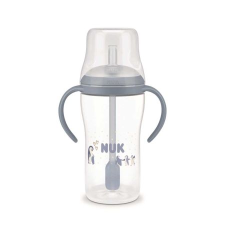 Cana de tranzitie cu toarte si pai Perfect Match, Albastru, 8 luni+, 260 ml, Nuk 755263
