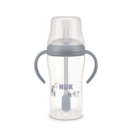 Cana de tranzitie cu toarte si pai Perfect Match, Albastru, 8 luni+, 260 ml, Nuk 755263